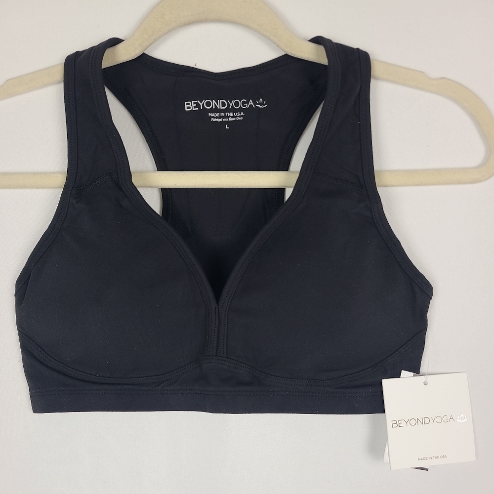 Beyond Yoga Lift Your Spirits Black Bra size L.